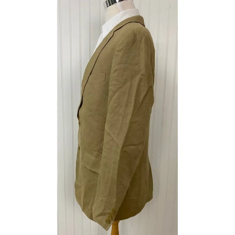 J. Crew Ludlow 2-button 100% linen tan lined sport coat blazer suit jacket, 44L
